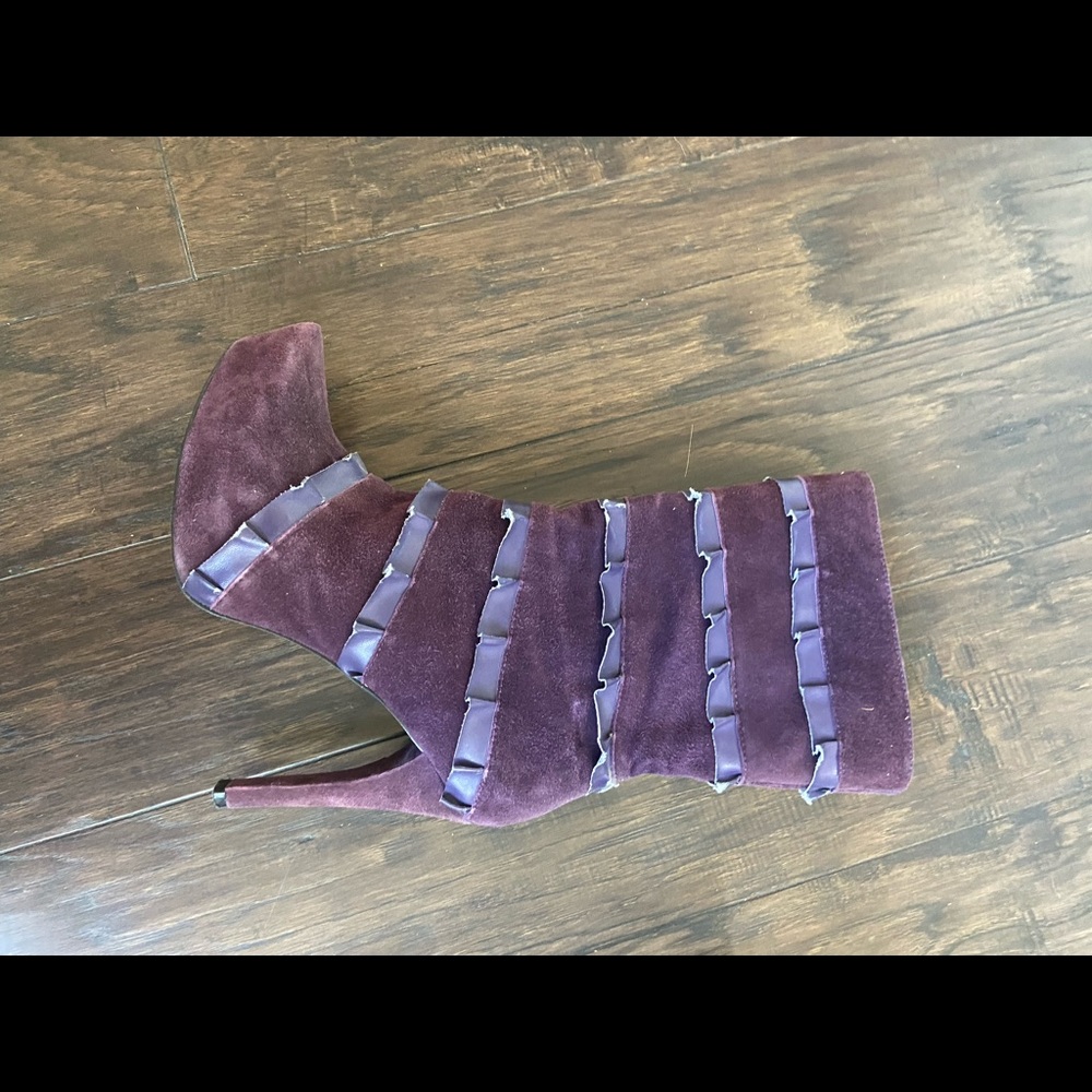 Purple Suede Heeled Boots